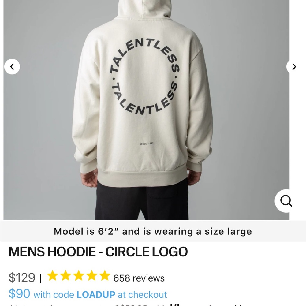 Talentless mens circle logo hoodie in bone size medium